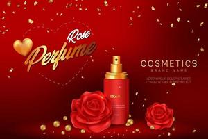 conception de modèle de vecteur de bannière publicitaire cosmétique parfum rose