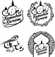 beau ramadan kareem calligraphie arabe ensemble d'illustrations vectorielles vecteur