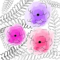 illustration vectorielle fleurs roses aquarelles sur fond blanc vecteur