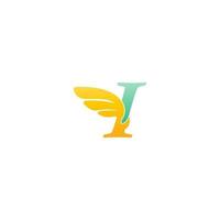 lettre i logo icône illustration avec des ailes vecteur