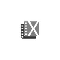 icône de la lettre x dans le modèle d'illustration de la bande de film vecteur