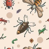 modèle sans couture d'insectes et de bogues vecteur