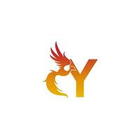 icône de la lettre y avec le modèle de conception de logo phoenix vecteur