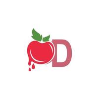 lettre d avec illustration de modèle de conception de logo icône tomate vecteur