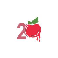 numéro 2 avec illustration de modèle de conception de logo icône tomate vecteur