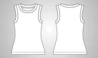 débardeur modèle de croquis technique global vue avant et arrière isolé sur fond blanc. robe de mode design vector art illustration eps 10.