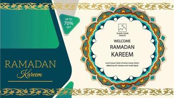ramadan kareem avec croissant de lune doré croissant luxueux, modèle élément orné islamique