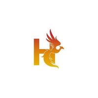 icône de la lettre h avec le modèle de conception de logo phoenix vecteur