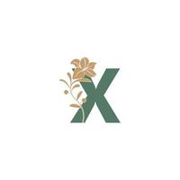 icône de lettre x avec modèle d'illustration de beauté de lys vecteur