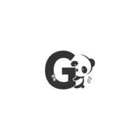 icône de panda derrière l'illustration du logo de la lettre g vecteur