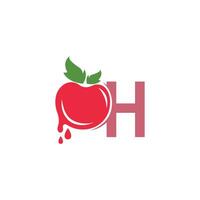 lettre h avec illustration de modèle de conception de logo icône tomate vecteur