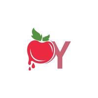 lettre y avec illustration de modèle de conception de logo icône tomate vecteur