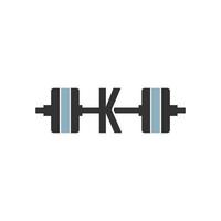 lettre k avec modèle de conception de fitness icône barbell vecteur