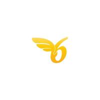 numéro 6 logo icône illustration avec des ailes vecteur