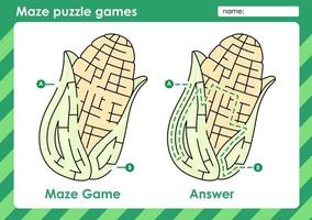 activité de jeux de puzzle de labyrinthe pour les enfants avec un design de fruits vecteur