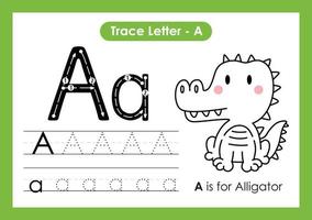 alphabet trace lettre a à z feuille de calcul préscolaire avec lettre a alligator vecteur