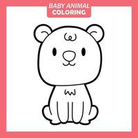 Coloriage dessin animé mignon bébé animal avec castor vecteur