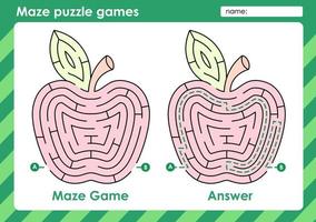 activité de jeux de puzzle de labyrinthe pour les enfants avec un design de fruits vecteur