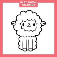 dessin animé mignon bébé animal à colorier avec des moutons vecteur