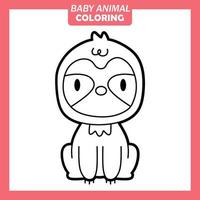 Coloriage dessin animé mignon bébé animal avec paresseux vecteur