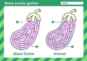 activité de jeux de puzzle de labyrinthe pour les enfants avec un design de fruits vecteur