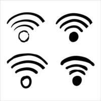 collection d'icônes wifi doodle dessinée à la main vecteur