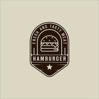 burger ou hamburger logo vintage vector illustration modèle icône graphisme. emblème ou étiquette signe et symbole de restauration rapide