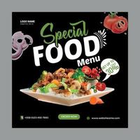 modèle de publication sur les médias sociaux du menu alimentaire vecteur