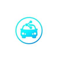 icône de service d'autopartage pour le web, la voiture et le signe de partage vecteur