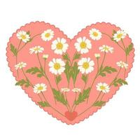 coeur de carte romantique en marguerites. illustration de stock de vecteur. amour. La Saint-Valentin. le logo du fleuriste. vecteur