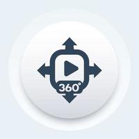 Icône vidéo panoramique à 360 degrés, signe vectoriel