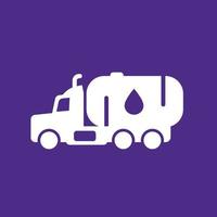 icône de camion-citerne à essence, camion avec du pétrole vecteur