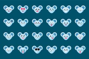 emoji mignon animal souris expression émotions ensemble vecteur