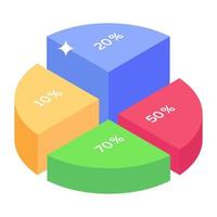 infographie statistique montrant l'icône isométrique du graphique circulaire vecteur