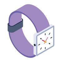 icône de montre-bracelet dans la conception isométrique, une montre portable vecteur