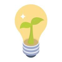 feuilles à l'intérieur de l'ampoule, icône d'idée écologique vecteur
