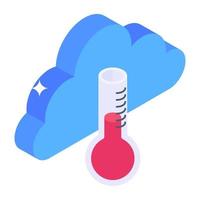 nuage avec soleil montrant, icône isométrique partiellement ensoleillée vecteur