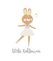 illustration d'enfants avec ballerine de lapin mignon. illustration vectorielle. pour les trucs pour enfants, cartes, affiches, bannières, livres pour enfants, impression sur le pack, impression sur vêtements, papier peint, textile ou vaisselle. vecteur