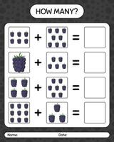combien de jeu de comptage avec blackberry. feuille de travail pour les enfants d'âge préscolaire, feuille d'activité pour enfants, feuille de travail imprimable vecteur