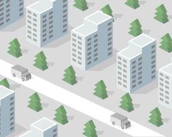 vue isométrique de la ville. collection de maisons illustration 3d vecteur