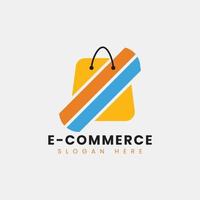 création de logo de commerce électronique abstrait moderne créatif, modèle de conception de logo de sac à provisions en ligne dégradé coloré vecteur