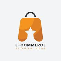 création de logo de commerce électronique abstrait moderne créatif, modèle de conception de logo de sac à provisions en ligne dégradé coloré vecteur