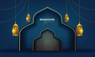 carte de voeux ramadan kareem avec illustration vectorielle de lanterne fond vecteur