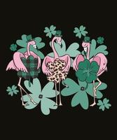 t-shirt flamants roses de la saint patrick 2022 vecteur