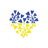 symbole coeur stylisé couleur bleu et jaune le drapeau ukrainien vecteur