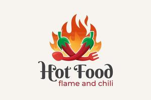 feu de piment chaud, nourriture grillée et épicée pour la conception de logo de restaurant de plats chauds vecteur