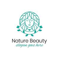 luxe féminin et beauté femme salon de coiffure logo dégradé doré. cosmétique nature, logo d'entreprise de soins de la peau vecteur