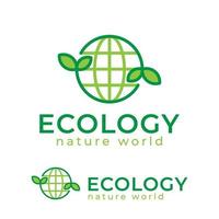 écologie avec un monde de la nature ou un logo de la ligne de la terre vecteur