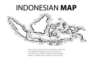 Carte noire simple de l'Indonésie isolé sur fond blanc vecteur
