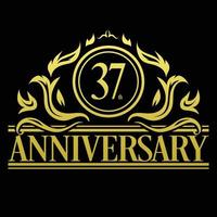 vecteur d'illustration de logo de luxe 37e anniversaire. illustration vectorielle gratuite